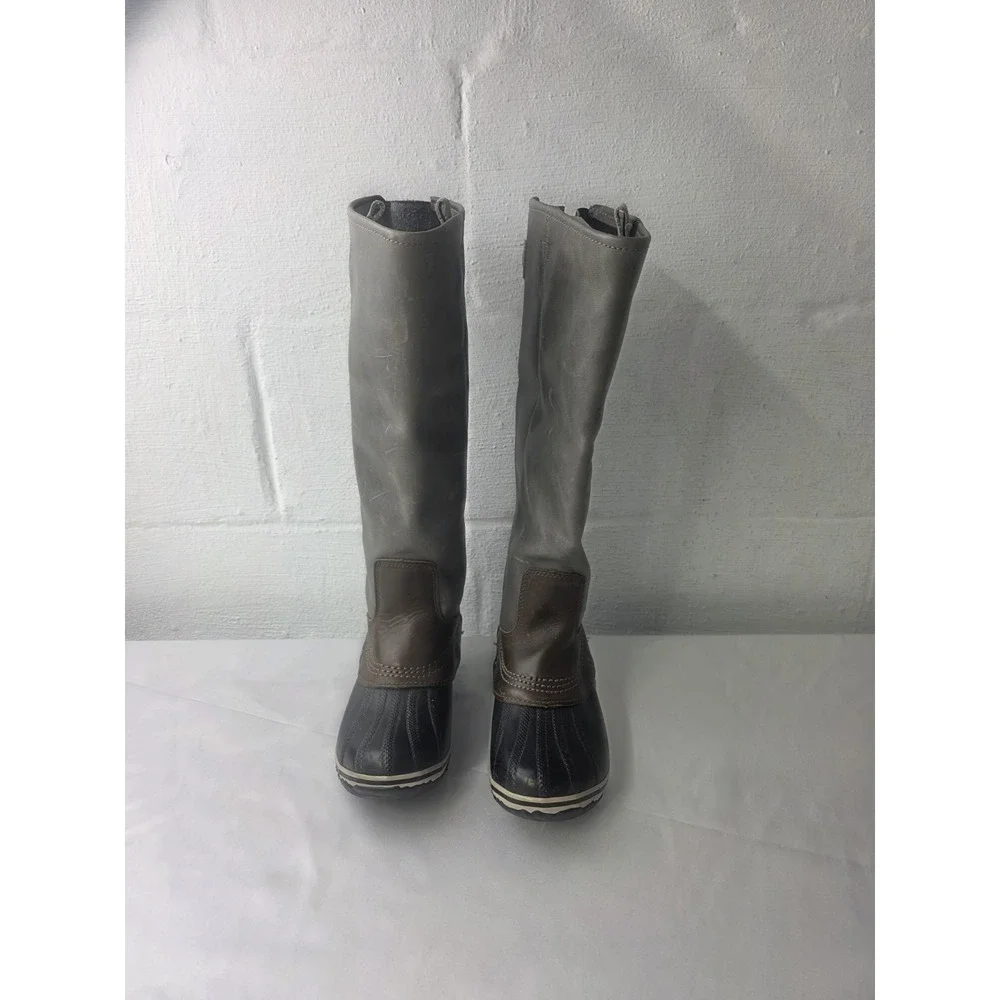 Sorel Women's 6 Gray Slimpack‎ Tall Equestrian Riding Rain Duck Boot Brown